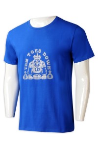 T1033  製造男裝短袖圓領T恤  時尚設計 燙鑽 燙石Logo藍色T恤 T恤中心  100%棉 10 TOES Down  美國
